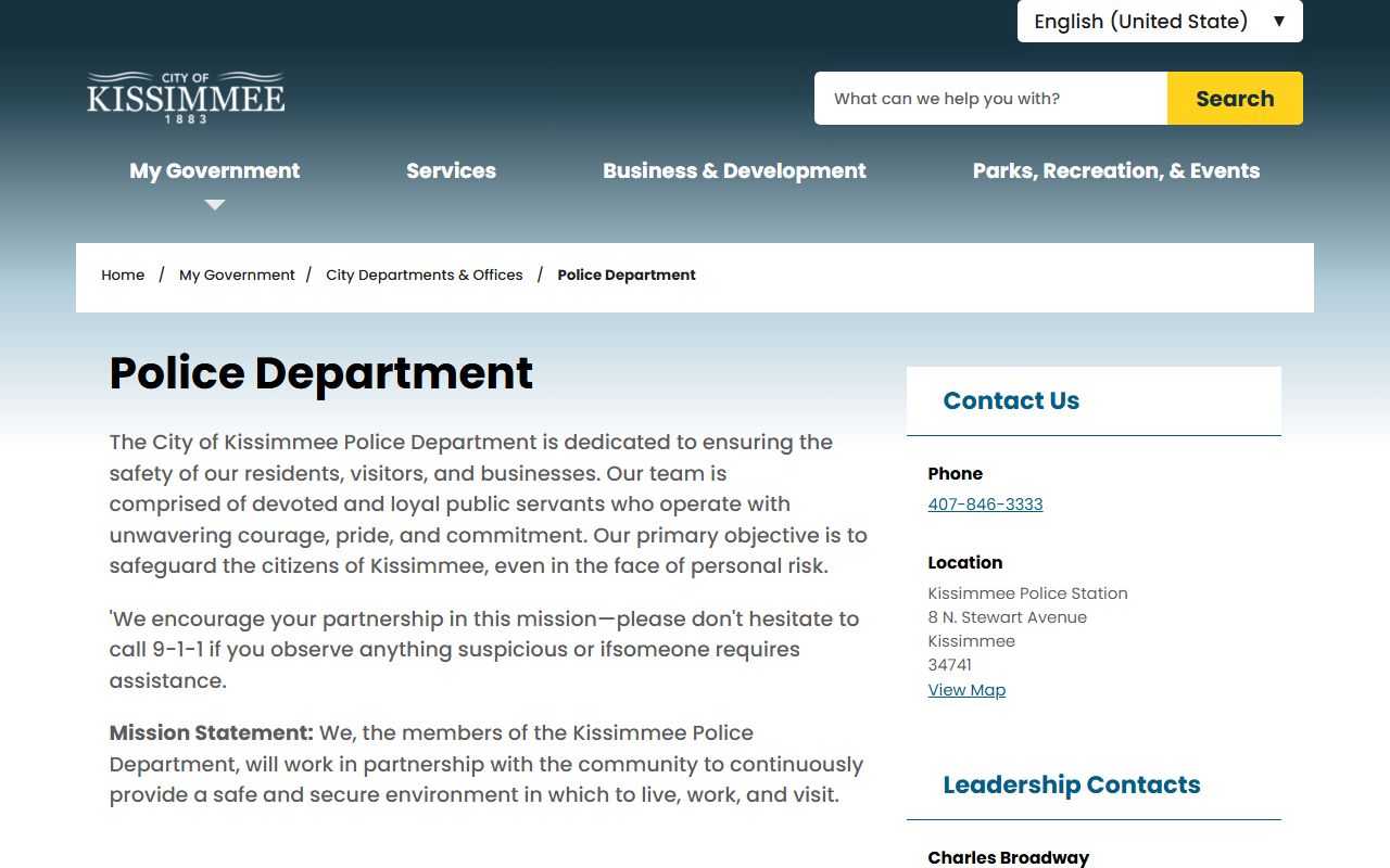 Kissimmee police department and criminal records