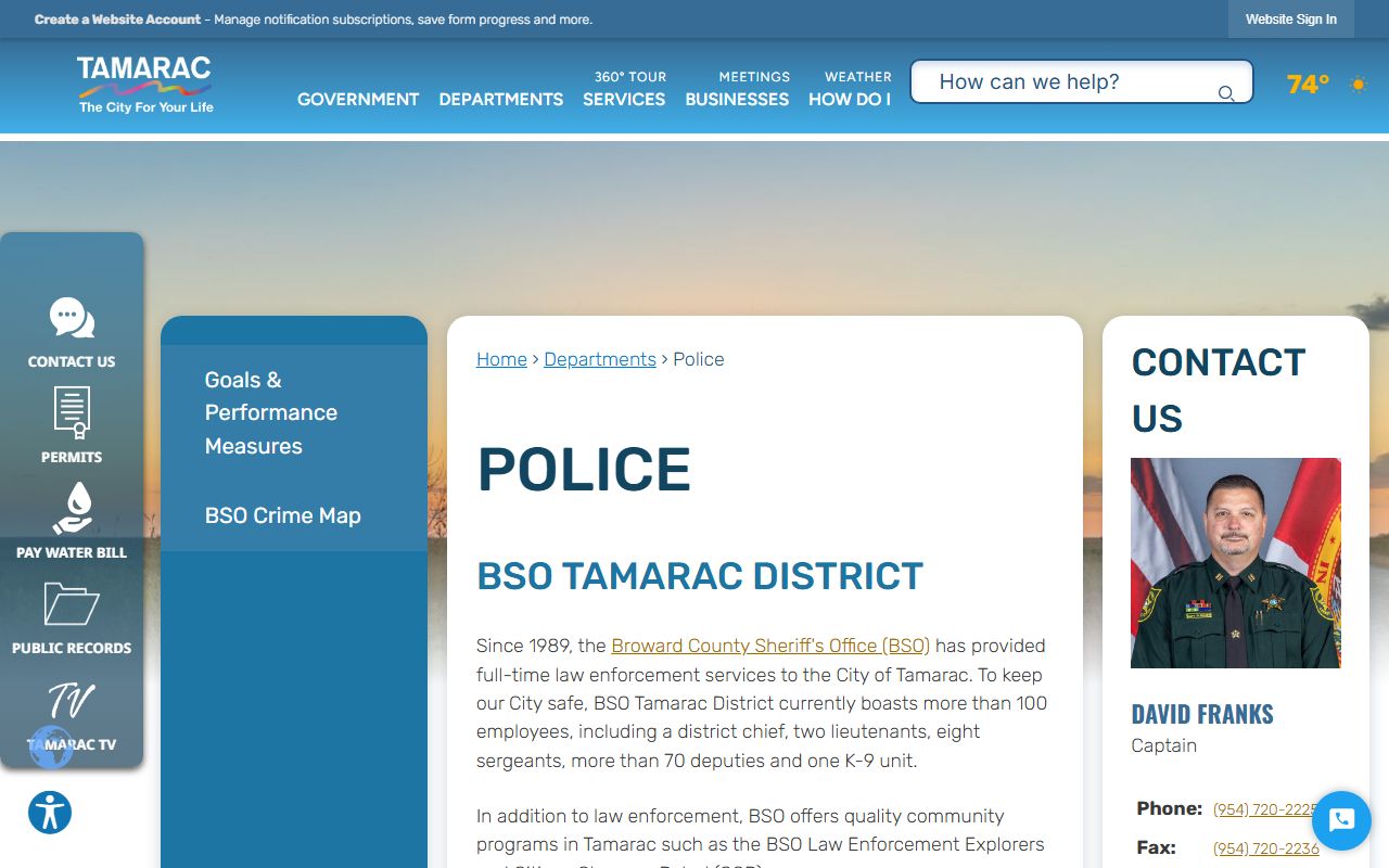 Tamarac police department and criminal records