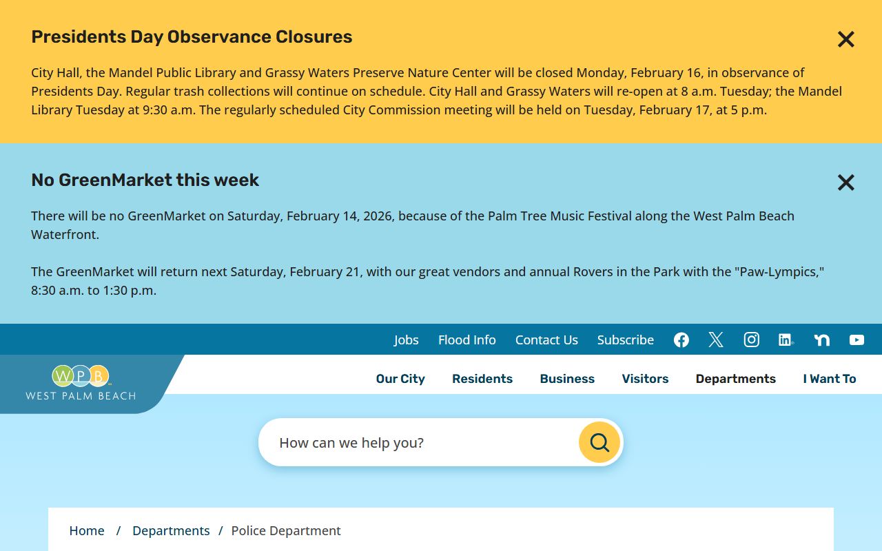 West Palm Beach police department and criminal records