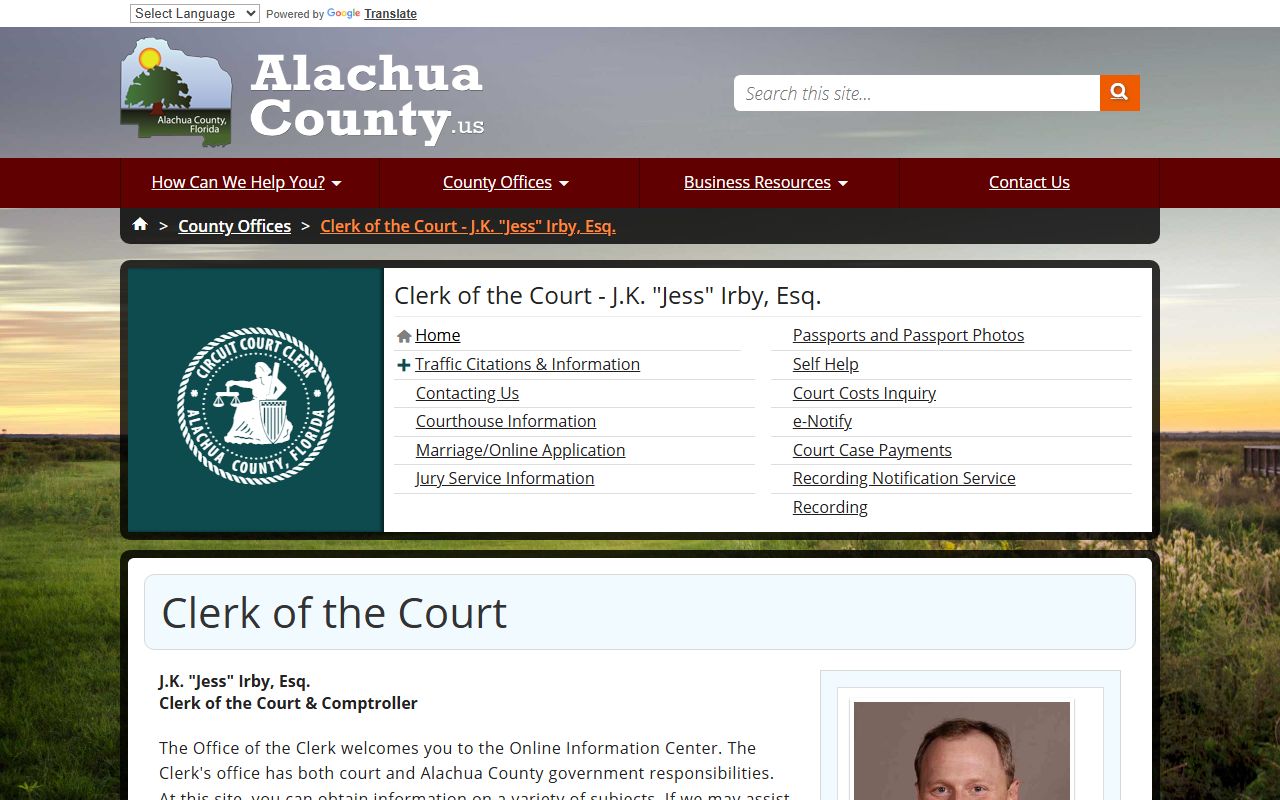 Alachua County Clerk criminal records resources