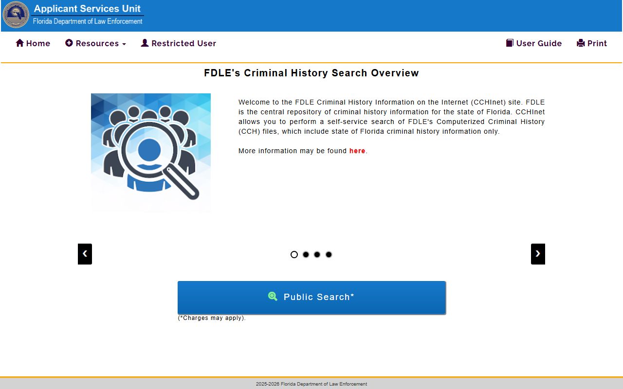 FDLE Florida criminal records database search portal